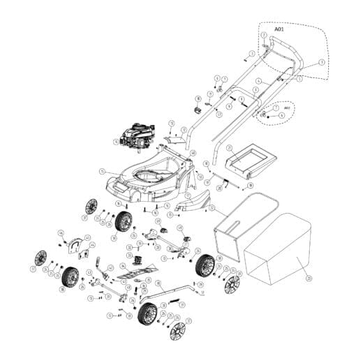 HAWKSMOOR 132CC 40CM HAND PUSH PETROL LAWNMOWER - Image 2